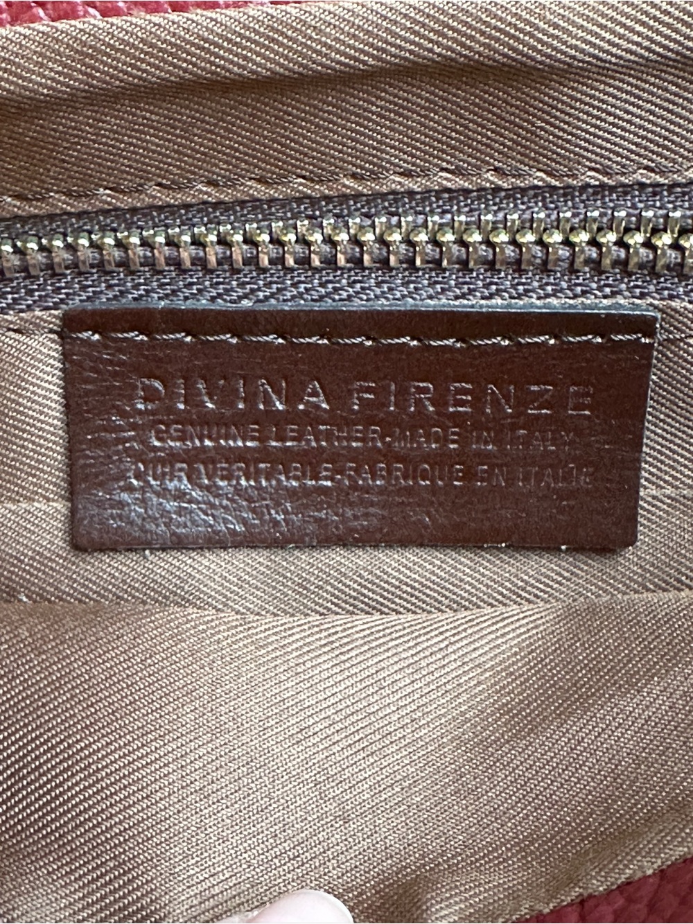 Divina Firenze Italian Handmade Bag Pebble Leather - Burgundy Shoulder/Crossbody - Picture 5 of 6